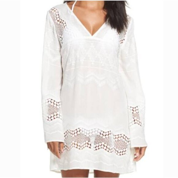 La Blanca White Embroidered Pullover Cover Up Poolside Beach Cruise Swim Apparel - Picture 1 of 14